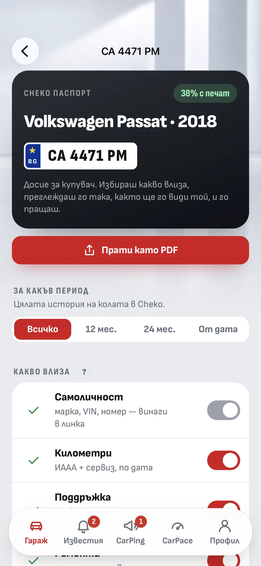 Паспортът на колата в Cheko