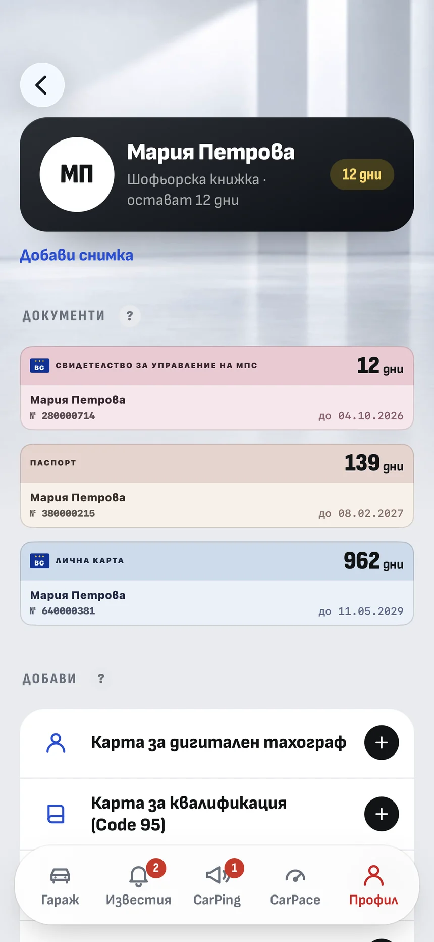Документите на хората вкъщи